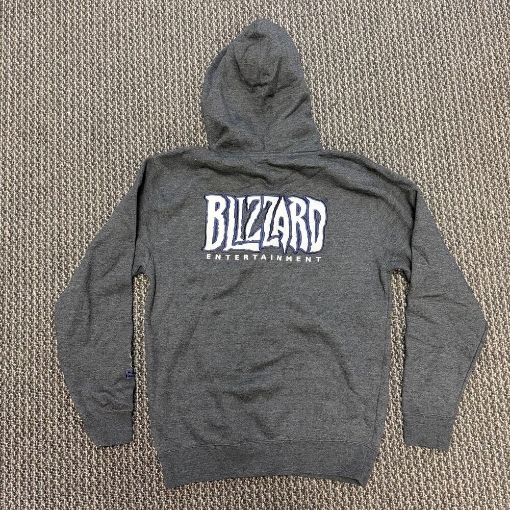 Blizzard Entertainment 20th Anniversary Logo Hoodie 2011 Gray Mens Small RARE